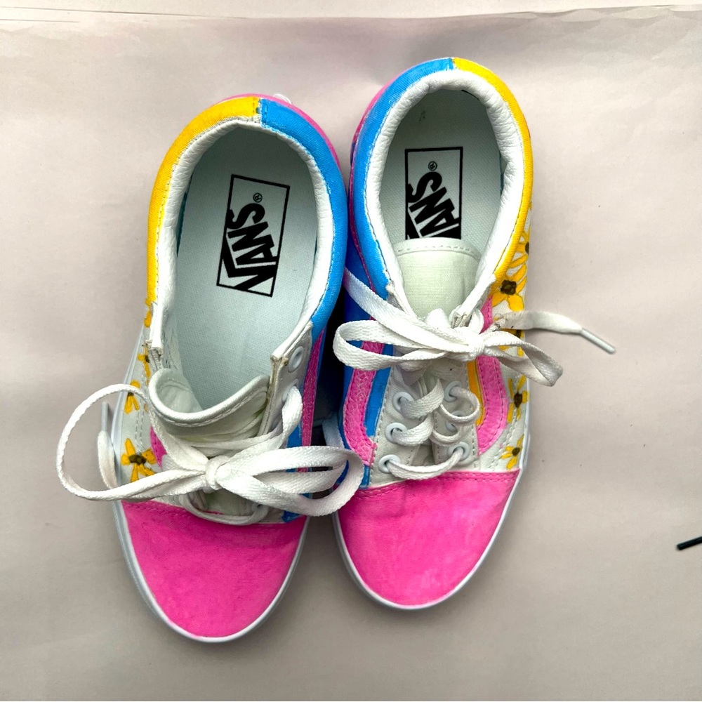 Vans Platform Custom Painted Sneakers Size 6 - image 1